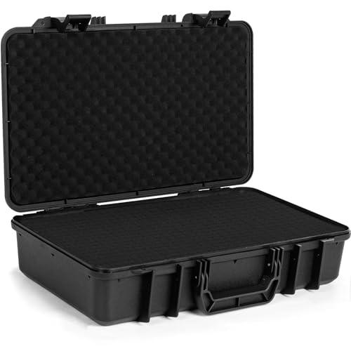 17.5 inch HardShell Carrying Case,Water-resistant & Storage Box with Customizable Foam,Portable Protective Box for Microphone,Recorder,Electronics,Tools,Cameras,Equipment and More,17.5" x 10.5" x 3.5" - size: 17.5" x 10.5" x 3.5"