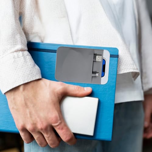 Portable Hard Drive Sleeve 2-Pocket Stick on Pouch with Reusable Adhesive SSD Hard Drives Carrying Case Computer Accessories Pouch Holder for Most Laptop External Solid State Drive Mouse USB Cable - color: grey