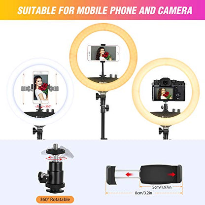 Ring Light with Tripod Stand, Yesker 14 Inch LED Ringlight Kit with Phone Holder Adjustable Color Temperature Circle Lighting, Led Photo Beauty Ring Lights for Camera for Vlog, Makeup, Video Shooting - style: 14 Inch Ringlight