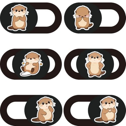 6Pcs 6 Styles Otter Cute Laptop Camera Cover Privacy Guard Accessories, 0.04 Inch Ultra Thin Webcam Cover Slide Protector Blocker for Desktop Computer Tablet Notebook Mini PC Office Use - color: Otter