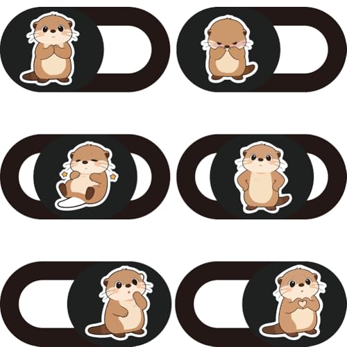 6Pcs 6 Styles Otter Cute Laptop Camera Cover Privacy Guard Accessories, 0.04 Inch Ultra Thin Webcam Cover Slide Protector Blocker for Desktop Computer Tablet Notebook Mini PC Office Use - color: Otter