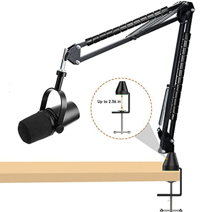 For Shure MV7 Boom Arm - Upgraded Mic Arm with Reduce Wind Noises Mic Foam Cover, Mic Stand with Cable Management, 3/8" to 5/8" Adapter Compatible with Most Microphone - color: MV7 Mic Stand