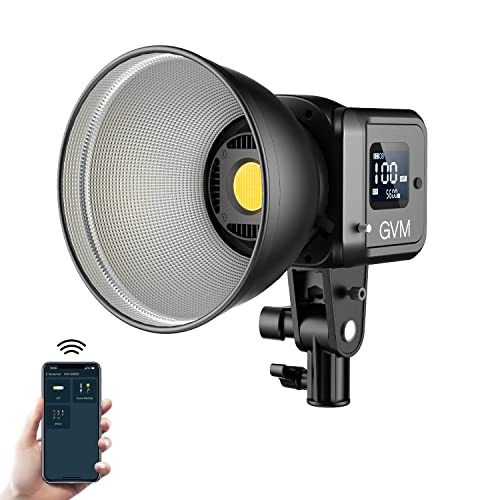 GVM 80W Video Light, Continuous Lighting for Photography with Bowens Mount, 2700~7500K, 44100Lux/0.5m Studio Light with APP, CRI 97+ Bi-Color 8 Scene Lights Support AC Adapter & NP Battery - size: 2700~7500K