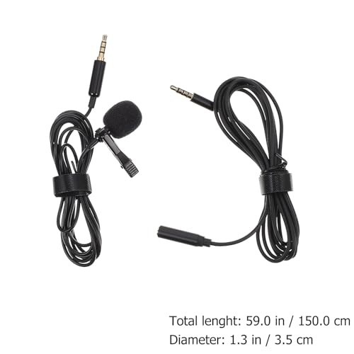 Clip-on Lapel Microphone Noise-Cancelling Wired Portable Mic for Interview Recording, Black Lavalier Mic for Phone, Professional Broadcast and Vlog Use