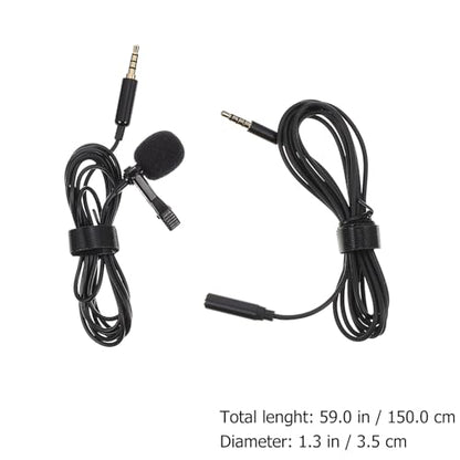 Clip-on Lapel Microphone Noise-Cancelling Wired Portable Mic for Interview Recording, Black Lavalier Mic for Phone, Professional Broadcast and Vlog Use
