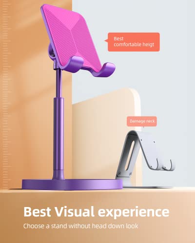 LISEN Cell Phone Stand Adjustable Phone Holer for Desk, Computer Office Desk Accessories for iPhone 16 Holder Women Kitchen Essentials Fits Switch Kindle iPads Tablet 4-10in (Dark Purple) - color: Dark Purple