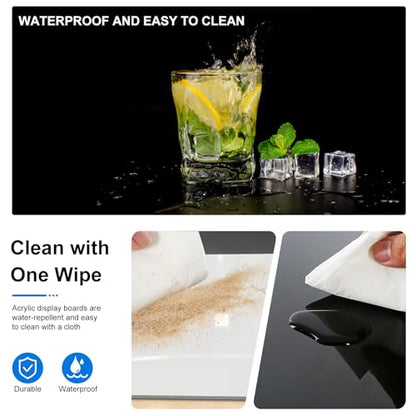 PULUZ 12 x 12 Inch Acrylic Poster Boards for Photography, Square White & Black Reflective Display Table Riser Backdrops - size: 12*12 Inch