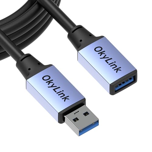 OkyLink USB 3.0/3.2 Gen 1 Extension Cable A to A, Male to Female 5Gbps 10ft | 3m, with Aluminum Housing, Plug and Play,for Hard Drive, SSD, Printer, PC - color: USB3.0(5Gbps), size: 10ft (3m)