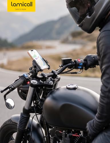 Lamicall Motorcycle Bike Phone Mount - [Upgrade Vibration Dampener] [Camera Friendly] Bike Phone Holder Handlebar Clamp, Bicycle Cell Phone Mount, iPhone 17 16 Pro Max, Galaxy S25 Ultra, 6-7.2" Phones - color: Black