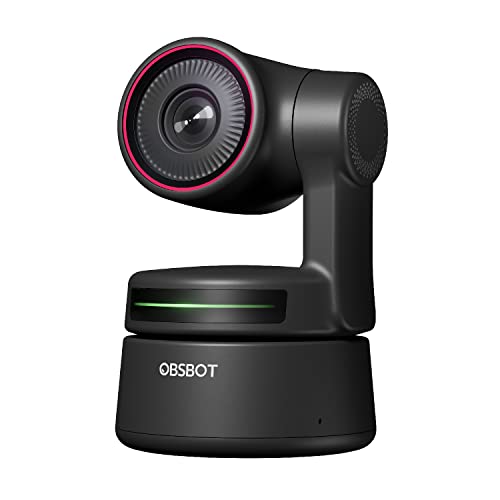 OBSBOT Tiny PTZ 4K Webcam, AI Powered Framing & Autofocus, 4K Video Conference Camera with Dual Omni-Directional Microphones, Auto tracking with 2 axis gimbal,HDR,60 FPS,Low-Light Correction,Streaming - size: TINY 4K
