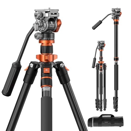K&F CONCEPT 83" Camera Video Tripod for DSLR, Compact Aluminum Tripod with 360° Panorama Fluid Head for Travel, Video, Live Streaming, Vlogging, Payload 11lb