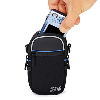 USA Gear Compact Camera Case Point & Shoot Camera Bag with Accessory Pockets, Rain Cover & Shoulder Strap Works W/Sony CyberShot, Canon PowerShot ELPH, Nikon COOLPIX, Olympus & More - color: Black