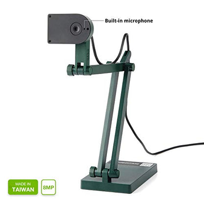 IPEVO V4K Ultra High Definition 8MP USB Document Camera — Mac OS, Windows, Chromebook Compatible for Live Demo, Web Conferencing, Distance Learning, Remote Teaching, Green - size: 8 Megapixel