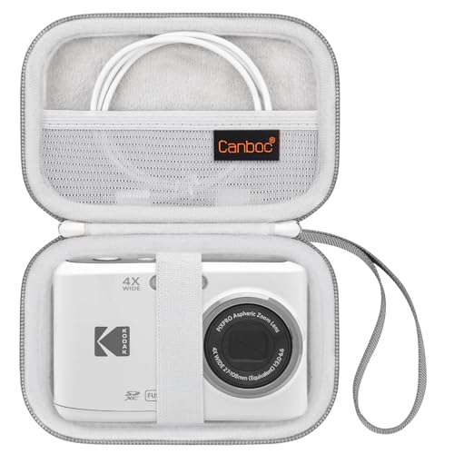 Canboc Carrying Case Compatible with KODAK PIXPRO FZ55/ FZ45/ FZ43/ FZ53 16MP Digital Camera, Video Vlogging Camera Bag, Mesh Pocket fit Cable, Grey (Case Only) - color: Regular-Grey