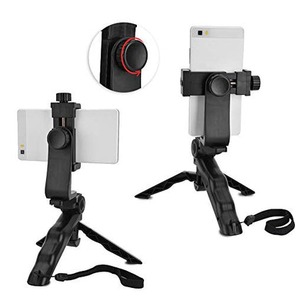 Phone Tripod Handheld Stabilizer, Adjustable Multiple Angles Compact Foldable High Compatibility, with Hand Grip for Vlogging Filming Smartphones