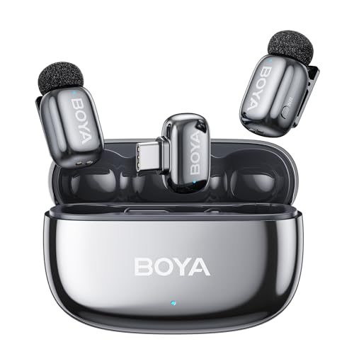 BOYA mini 2 Wireless Lavalier Microphone for iPhone 15/16/17 & Android,AI Noise Cancellation,App Control, 30H Battery Life with Charging Case,Lapel Microphone Wireless for Video Recording Podcast Vlog - color: Gray
