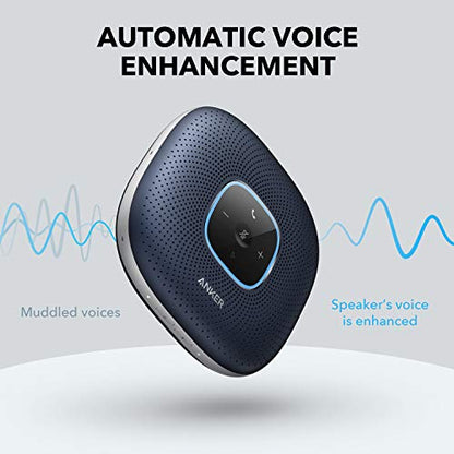 Anker PowerConf Speakerphone, Zoom Certified Conference Speaker with 6 Mics | 360° Enhanced Voice Pickup, 24H Call Time, Bluetooth 5.3, USB C, Compatible with Leading Platforms for Personal Workspaces - color: Blue