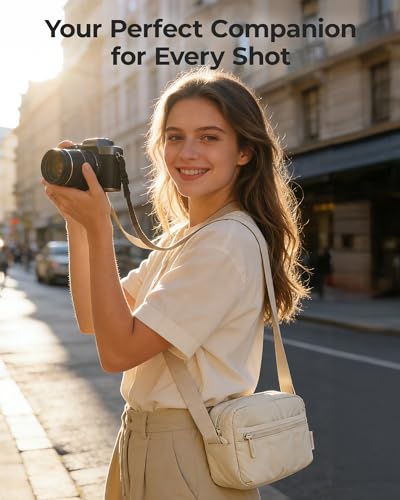 BAGSMART 2 in 1 Puffy Camera Sling Bag Small Camera Shoulder Bag DSLR/SLR/Mirrorless Crossbody Photography Camera Case for Photographers, Camel - color: Camel