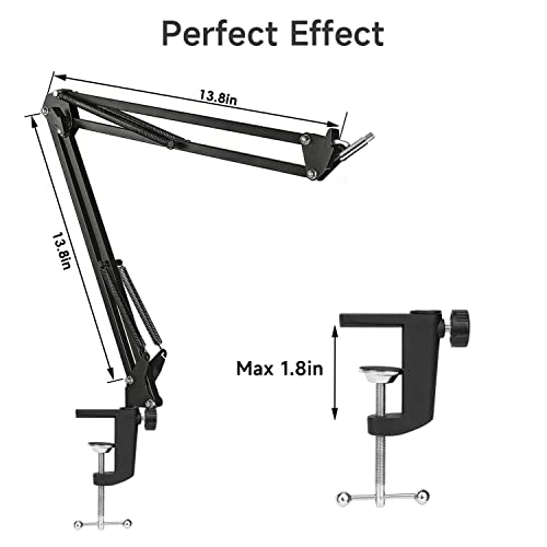 For Elgato Wave 3 Boom Arm, Mic Stand Compatible with Elgato Wave 3 Razer Seiren X Shure SM7B MV7 HyperX QuadCast S SoloCast AT2020 Blue Yeti Fifine AM8 K669B and Other Microphone - color: Elg Boom Arm