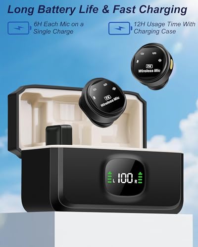 Mini Microphone for iPhone,Wireless Microphone with AI Noise Cancellation, Plug & Play, Up to 24-Hour Total Use with Charging Case, Ideal for TikTok, YouTube, Vlogging & Live Streaming