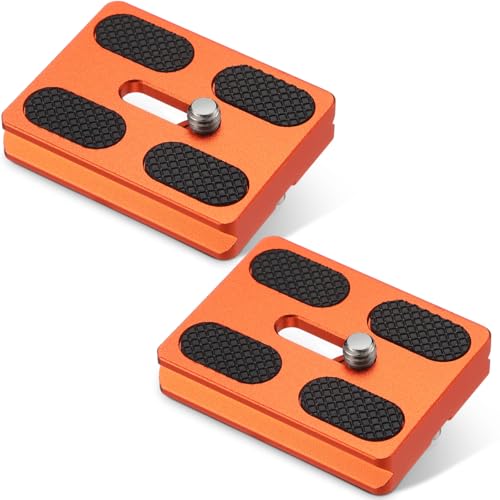 Frienda 2 Pieces Metal Quick Release Plate with 1/4''-20 Camera Screw Tripod Mount Plate Fits Standard for DSLR Camera Tripod Ball Head(Orange,Pu50) - color: Orange, style: PU50