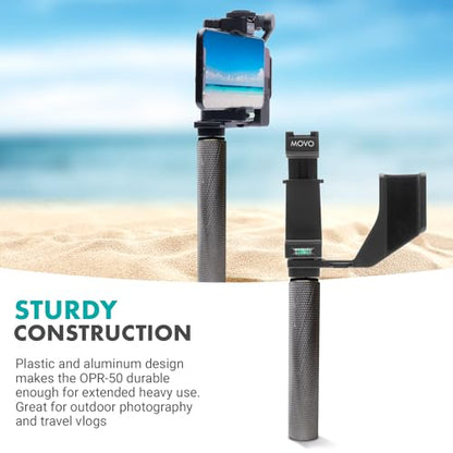 Movo Video Rig Compatible with The DJI OSMO Pocket 1, 2 - Includes Universal Smartphone Mount, Grip Handle, and 2 Cold Shoes for Mounting Microphone, Light - OSMO Pocket Microphone and Video Rig