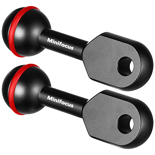 MINIFOCUS 1" Ball to YS Head Clip Arm, 2PCS 3.35"/8.5cm Aluminum Alloy YS Head Adapter Lightweight Arm Underwater Photography Lighting System Connector for Diving Strobe/Video Light - color: YS Head