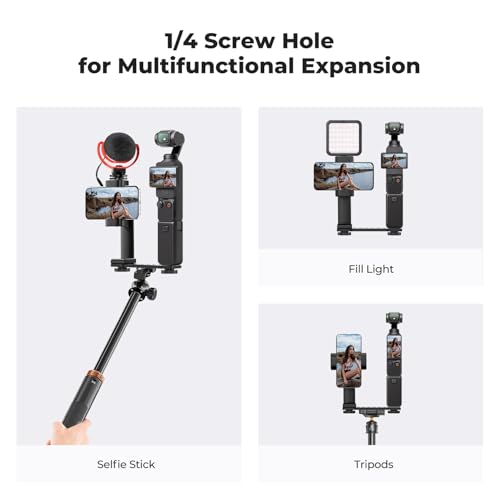 K&F CONCEPT Phone Holder Mount for DJI Osmo Pocket 3 Creator Combo Accessories, Angle Adjustable Mobile Phone Clip Expansion Mount with 1/4" Screw and Cold Shoe, Fit for Tripod and Selfie Stick