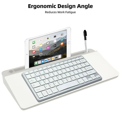 Desktop Whiteboard, Glass Dry Erase Board, Desk Board Buddy,Computer Keyboard Stand,Desk Whiteboard Organizer for Home,Office,School Supplies(White) - color: White