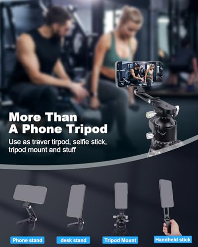 Aluminum Alloy Magnetic Phone Mount with 1/4" Screw & Arca Quick Release - Foldable Magnetic Holder for iPhone 16/15/14, Vlogging Tripod, Live Streaming Setup 814001