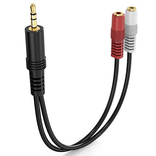 3.5mm Stereo to Dual Mono Cable, 6inch 1/8" TRS Male to 2 TS Mono Female Adapter Gold-Plated Connector Audio Y Splitter Cord for Headphone, Speaker - size: 1-Pack