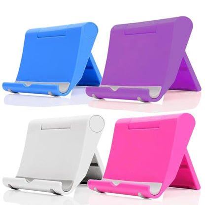 Cell Phone Stand for Desk 2 Pack Mobile Phone Holders Desktop Tablet Stand, Foldable Phone Dock Universal Adjustable Tablet Stand for Desk (Pink+Purple+Blue+White) - color: Pink+Purple+Blue+White