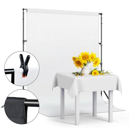 UTEBIT 5x6.5ft White Black Backdrop with 4 Spring Clamps (Without Stand) | 2-in-1 Collapsible Black White Screen Backdrop Revisible for Photography Photoshoot Portraits Party Video Studio - size: 5 * 6.5FT