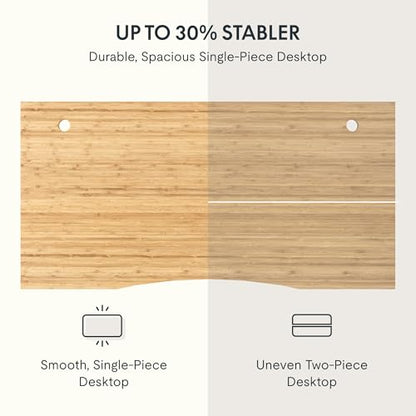 FLEXISPOT Whole Piece 55"x28" Desk Board for Electric Standing Desk Curved Natural Bamboo - color: Curved Natural Bamboo, size: 55x28"