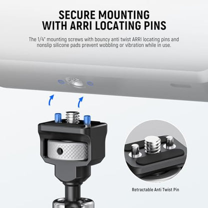 NEEWER 11" Articulating Magic Arm with 360° Ball Heads & Locating Pins for ARRI, Camera Monitor Mount with 1/4" Screws for DSLR Action Camera Monitor Video Light Compatible with SmallRig Cage Rig,ST16 - size: 11"