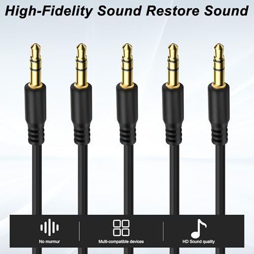 XMSJSIY 3.5mm TRS Y Splitter Stereo Audio Extension Cable 1/8" TRS 3 Pole 1 Male to 5 Male AUX Jack Adapter Headphone Cord for Mp3 Player Mobile Phone Laptop - 1M/3.2FT