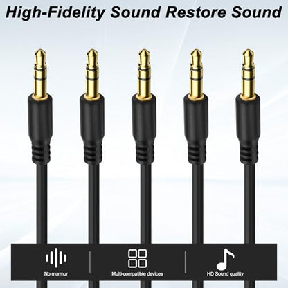 XMSJSIY 3.5mm TRS Y Splitter Stereo Audio Extension Cable 1/8" TRS 3 Pole 1 Male to 5 Male AUX Jack Adapter Headphone Cord for Mp3 Player Mobile Phone Laptop - 1M/3.2FT
