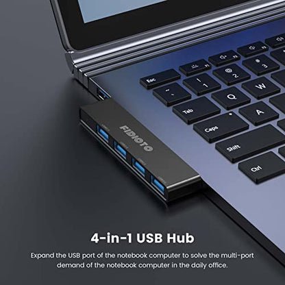 USB Hub 2Pack, Fidioto 4 Port Network-Hub(1 * 3.0 Hub, 3 * 2.0 Hub), USB Expander Hub for Laptop, iMac Pro, MacBook Air, Mac mini/Pro, Surface Pro, Notebook PC, USB Flash Drives and Mobile HDD Etc. - color: 4in1-Right&left-Black
