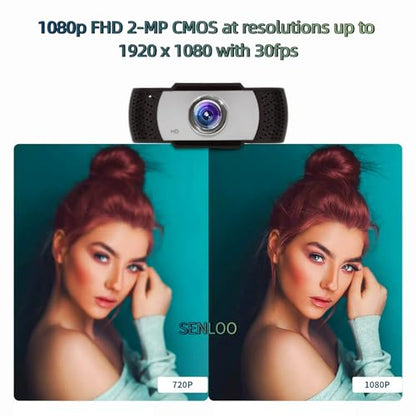 1080P HD Webcam for PC - Computer Camera for Desktop - PC Camera Web Cam with Noise-Cancelling Mic, Wide Angle, USB Plug & Play for Video Conferencing, Streaming, Zoom/Skype/YouTube/Laptop