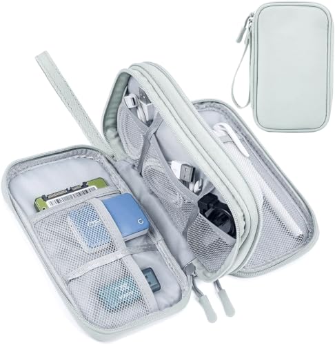 Electronic Organizer Travel Cable Accessories Bag,Electronic Organizer Case,Electronic Accessories Organizer Bag for Power Bank, Charging Cords, Chargers, Mouse, USB Cable, Earphones (Mint Green) - color: Double Layer - Mint Green
