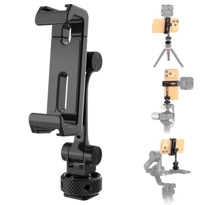 NEEWER Universal Cell Phone Stand Holder with Cold Shoe, 1/4" Thread, 360° Swivel, 180° Tilt, 3 Axis Tripod Mount Adapter Compatible with iPhone Android Samsung Camera Cage Top Handle, PA154