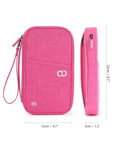 Travel Passport Holder - Family Passport Wallet Holder | lightweight - color: Rose Red