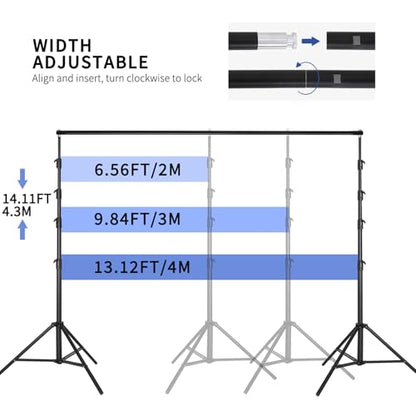 14.11X 13.12 FT Large Heavy Duty Backdrop Stand, Adjustable Photography Studio Photo Background Support System with Carry Bag for Parties, Events Decoration, Wedding, Birthday, Portrait