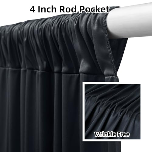 10ftx12ft Black Wrinkle-Free Wedding Backdrop Curtain -Silky Washable Black Polyester Drapes for Baby Showers, Birthday Parties, Photography, and Wedding Receptions-2 Panels 5FTx12FT - color: black, size: W5' x H12'(2 panels)