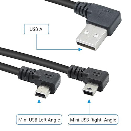 Short Mini USB Charging Cable 9inch, 90 Degree USB 2.0 A Male to Mini USB Left & Right Angle Male Data Sync and Charge Cable, for Dash Cam, DigitalCamera, Hard Drive, MP3 Player, Phone (2Pcs) - style: 1Pair Mini USB - Left & Right Angle