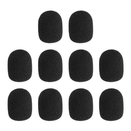 MECCANIXITY 10 Pcs Mini Foam Microphone Windscreen, 24x30mm High Density Black Mic Cover Noise Reduction Foam Covers for Streaming Stage Conference Use - color: Black, size: 24x30mm