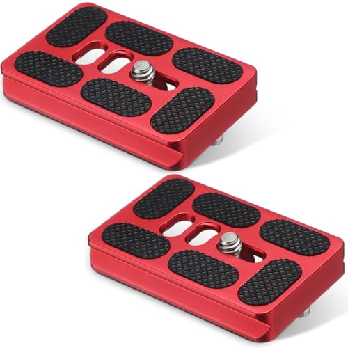 Frienda 2 Pieces Metal Quick Release Plate with 1/4''-20 Camera Screw Tripod Mount Plate Fits Standard for DSLR Camera Tripod Ball Head(Pu60,Red) - color: Red, style: PU60