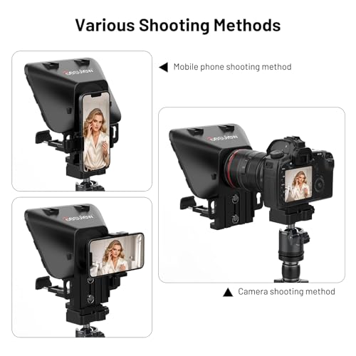 Desview T3 Teleprompter for Camera & Smartphone - Supports iPad/Tablet up to 10" - Beam Splitter Glass with Bluetooth Remote - Wide Angle Support for YouTube, TikTok & Live Streaming