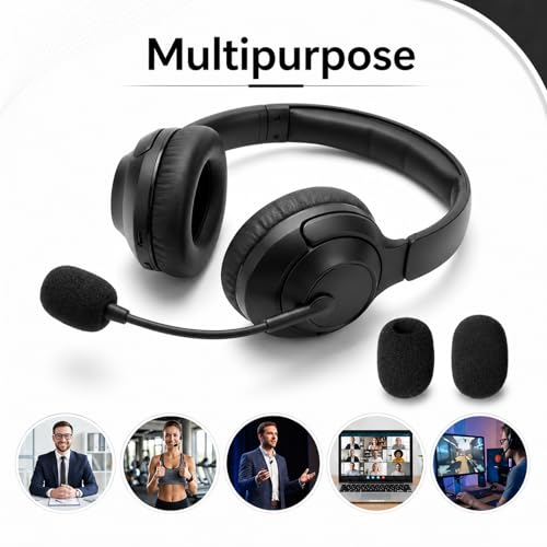 50 Pcs Headset Mic Foam Cover, Microphone Foam Overs, Microphone Foams Covers for Lavalier & Headset Microphones, Noise Reduction Sponge Material, Black