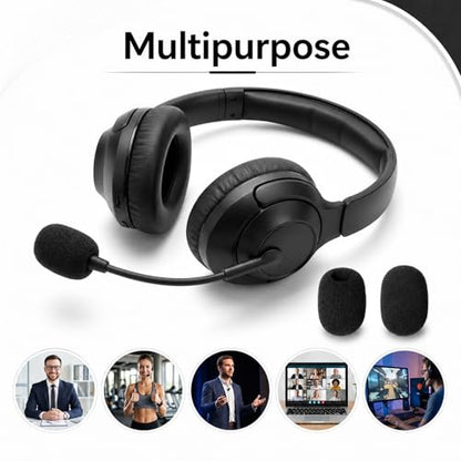 50 Pcs Headset Mic Foam Cover, Microphone Foam Overs, Microphone Foams Covers for Lavalier & Headset Microphones, Noise Reduction Sponge Material, Black